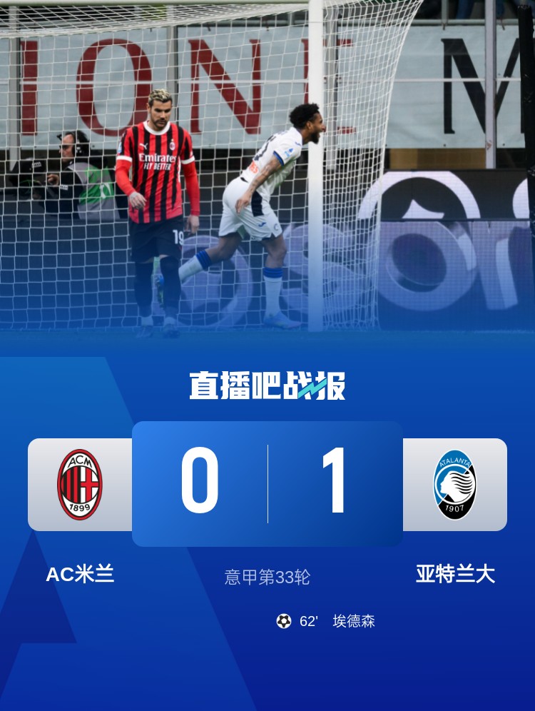 米蘭雙雄本輪均0-1輸球，周中意杯半決賽次回合再對決